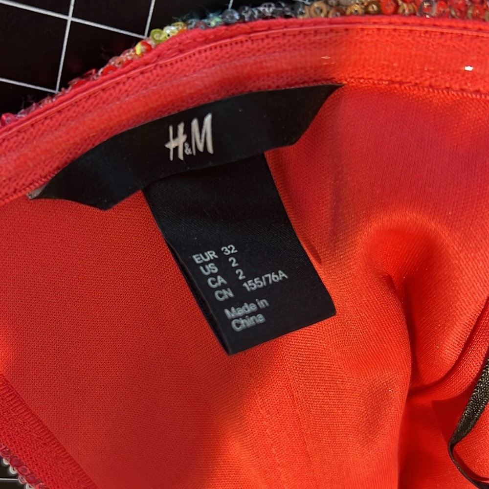 H&M Size 2 Multicolored Sequin Mini Dress - image 5